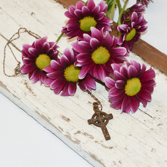 Copper Colored Cross Necklace - Picture 1 of 3